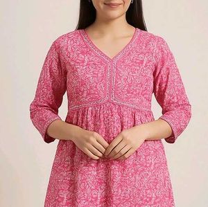 Pink Floral Tunic Top