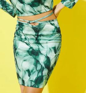 Green Print Mini Skirt