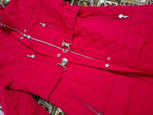Red Quilted Belted Coat