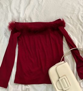 Off Shoulder Furry Top