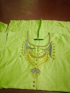 Lime Green Embroidered Kurti