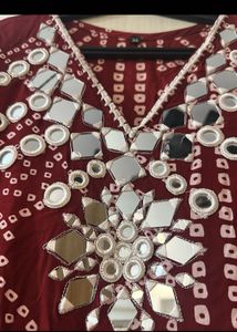 Maroon Mirror Work Kurta