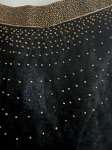 Gold  Skirt And Black Embellished Velvet Top