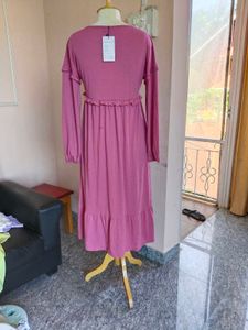 Pink Ruffle Detail Maternity Dress For a Mama