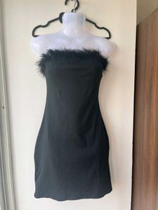 Black Feather Trim Dress