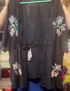 Embroidered Black Shrug