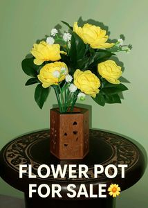 Yellow Floral Arrangement in Wood Vase