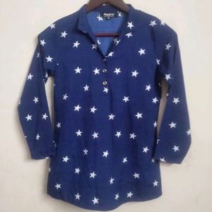 Blue Star Print Top