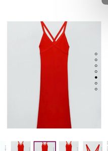 Zara Red V Neck Maxi Dress Authentic
