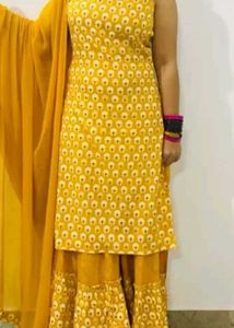 Yellow Printed sharara set