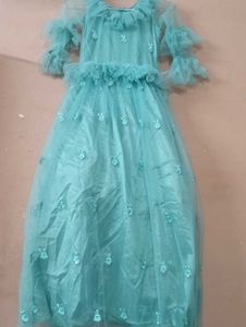 Cute cyan Girls Dress and gown