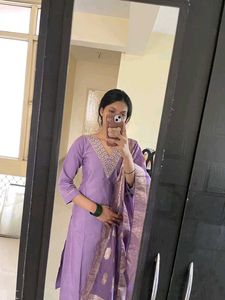 Lavender Embroidered Kurta Set