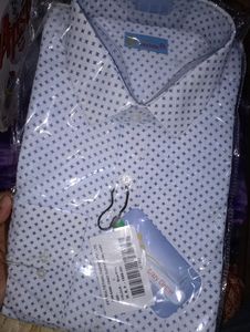 White Shirt With Blue Print