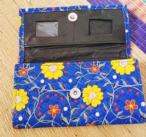 Blue Floral Designed Clutch