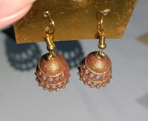 Stunning Gold & Red Ethnic Drop Earrings