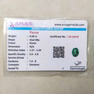 6.60 Cts.Natural Zambian Panna Stone with lab cert