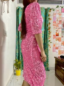 Shimmer Pink Bodycon Dress