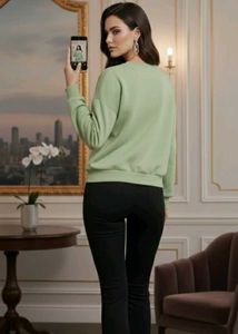 Elegant Green Embellished Sweatshirt