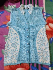 Light Blue Thread Embroidery Koti