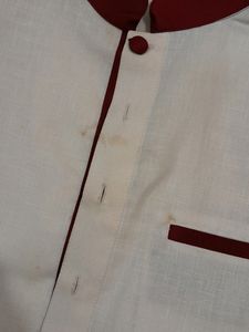 White And Maroon Mens Kurta