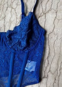 Blue Lace Corset Top