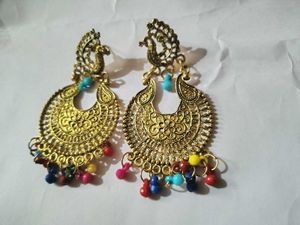 Gold Tone Peacock Earrings