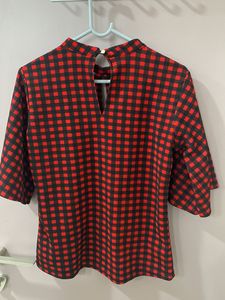 Woman’s Black N Red Checkered Top