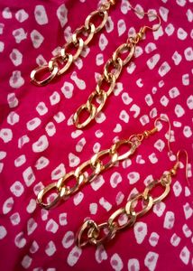 2 Pair Metal Chain Earrings