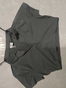 Gray Cropped Polo Top