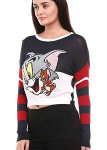 ONLY Womens Round Neck Tom and Jerry Printed Top