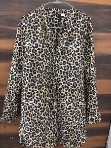 Leopard Print Long Sleeve Blouse
