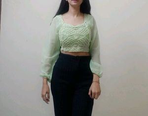 Light Parrot Colour CROP Top