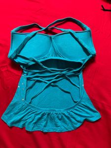 Teal Embellished Halter Top