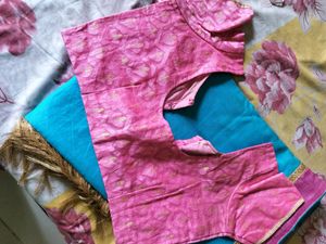 Unused Blue And Pink Saree