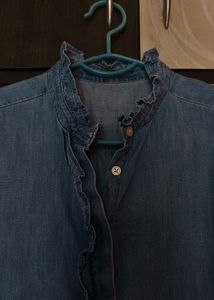 Denim Ruffle Collar Shirt & Mendi colour Western s