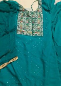 Teal Embroidered Salwar Suit unused