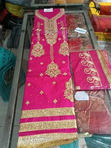 Pink & Gold Embroidered Suit