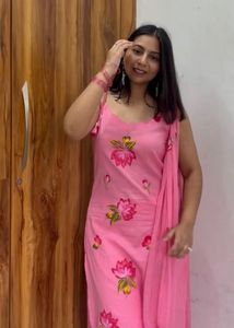 Pink Floral Print Kurta Set