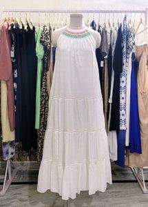 White Tiered Halter Maxi Dress