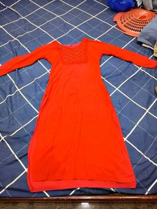 Red Embellished Kurta