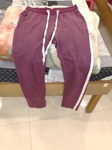 Maroon Joggers with White Stripe