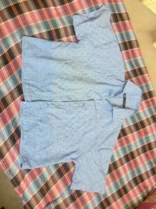 Light Blue Textured Short Sleeve Shirt