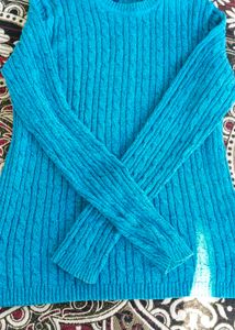 Stylish Teal Cable Knit Sweater