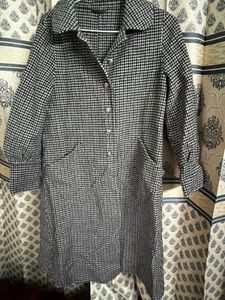 Checkered Peacoat Coated