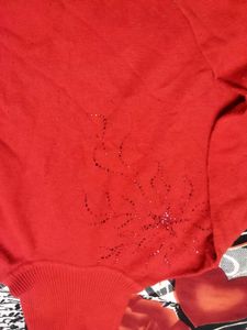 Red Turtleneck Sweater Top