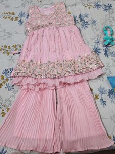 Pink Embellished sharara suit