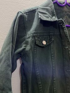 Olive Color Denim Jacket