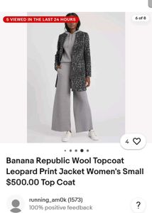 Banana Republic Wool Topcoat Leopard Print Jacket