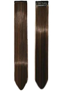 Hair Streak Colored Extension Highlighter For Women And Girls (Set Of 4pc) (Medium Brown)