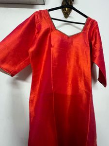 Orange Raw Silk Kurti